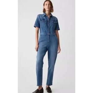 Gap 2 Denim Jumpsuit Short Sleeve Womens Painter Carpenter Style Jeans